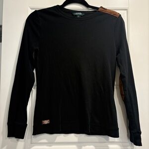 Lauren Ralph Lauren LRL‎ Long Sleeve Suede Zipper & Elbow Patches Womens Medium
